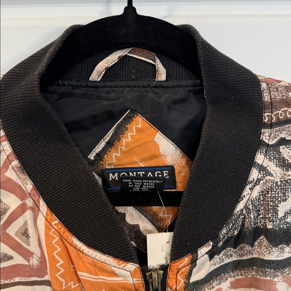 Montage 100% silk patterned bomber street wear XL NWT - Picture 8 of 9